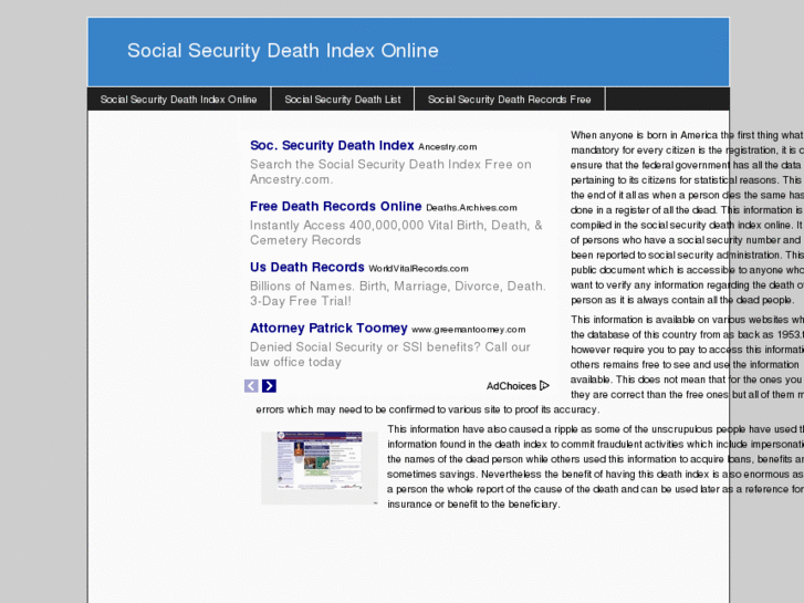 www.socialsecuritydeathindexonline.com