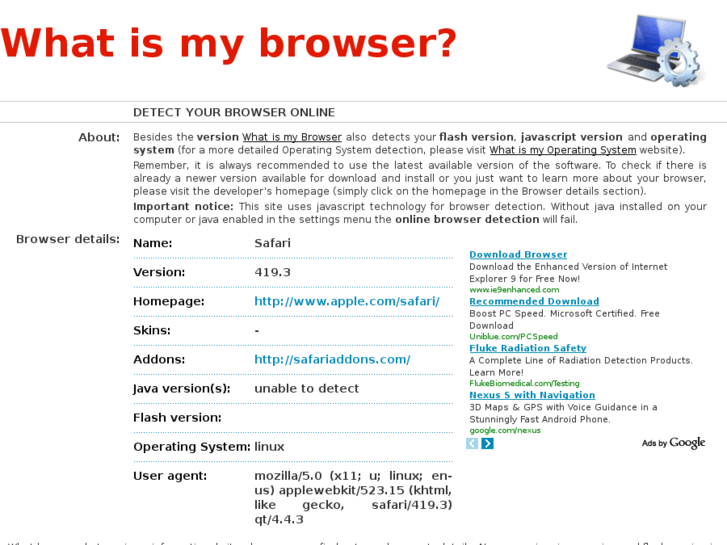 www.whatismybrowser.info