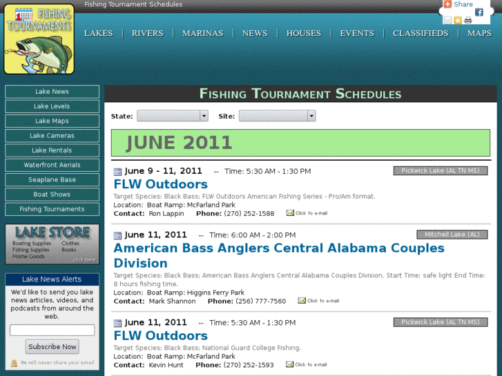 www.fishingtournamentschedules.com