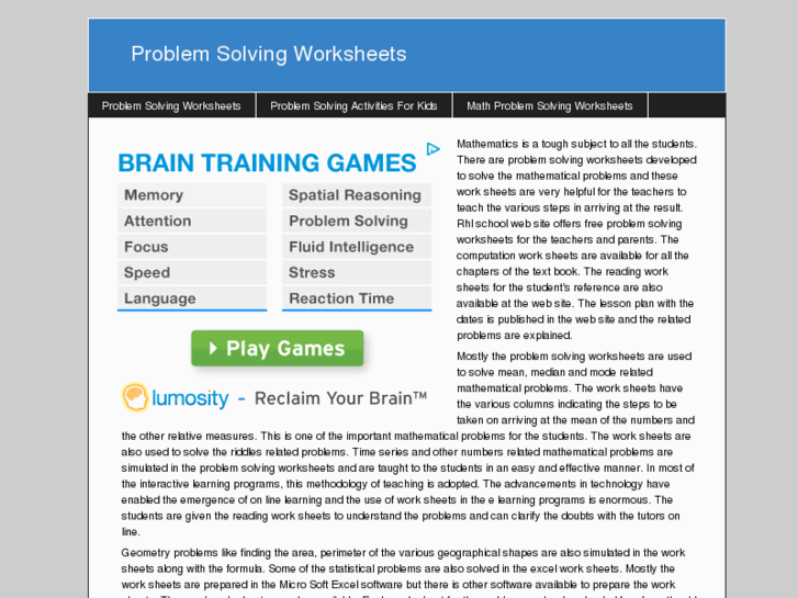 www.problemsolvingworksheets.com