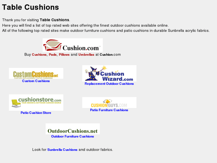 www.tablecushions.com