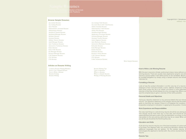 www.sampleresume.biz
