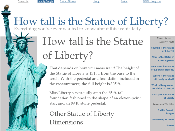 www.howtallisthestatueofliberty.org