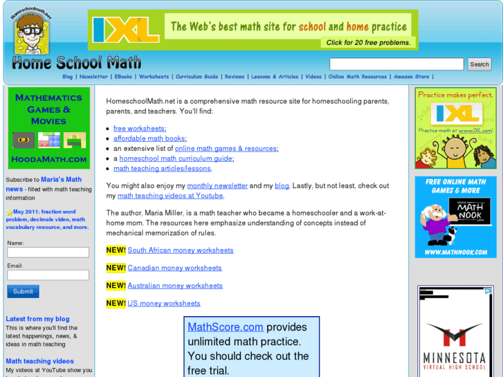 www.homeschoolmath.net