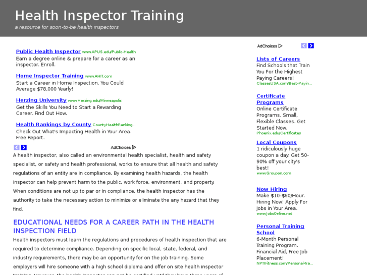 www.healthinspectortraining.org