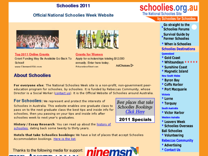 www.schoolies.org.au