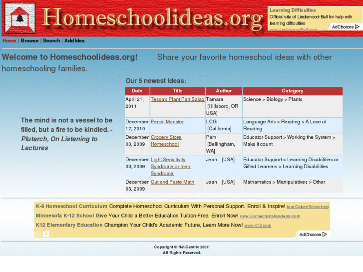 www.homeschoolideas.org