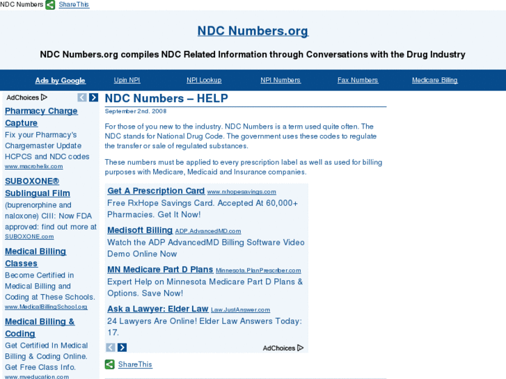 www.ndcnumbers.org