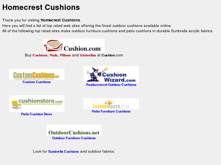 www.homecrestcushions.com