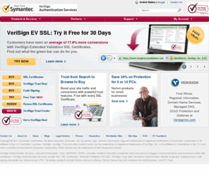 vsregistry.net: VeriSign Authentication Services - The leading provider of SSL.  Products include SSL, SSL Certificates, Extended Validation (EV SSL), VeriSign Trust Seal, two-factor authentication, identity protection, malware scan, code signing & public key infrastructure (PKI).
VeriSign Authentication Services provides solutions that allow companies & consumers to engage in communications & commerce online with confidence. VeriSign Authentication Services include SSL Certificates, Extended Validation SSL, two-factor authentication, identity protection, code signing & public key infrastructure (PKI).
