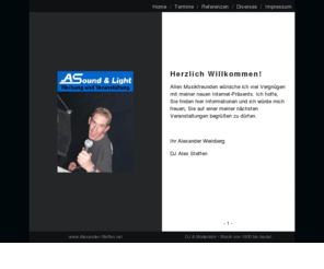 alexander-weinberg.net: Alexander Weinberg  - DJ Alex Steffen - www.Alexander-Weinberg.net - 
ASound & Light - DJ Moderator
homepage, dokument, webpage, page, web, netz