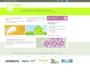 ecomodo.net: ecomodo | good returns
Use ecomodo to lend and borrow each other's everyday objects, skills and spaces with confidence. Choose to lend for free, for a fee or for charity.
