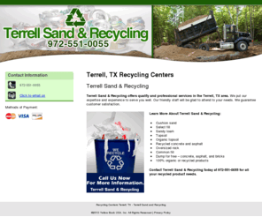 sandandrecyclingterrelltx.com: Recycling Centers Terrell, TX - Terrell Sand and Recycling
Terrell Sand and Recycling offers quality and professional recycling services to Terrell, TX. Call 972-551-0055 Now For More Information.