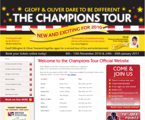 thechampionstour.co.uk: The Champions Tour | Oliver Townend | Geoff Billington
The Champions Tour - Geoff Billington and Oliver Townend have teamed up to organise a series of hilarious, informative and entertaining equestrian lecture demonstrations throughout equestrian centeres in Ireland, Scotland, England and Wales in 2009 - 2010