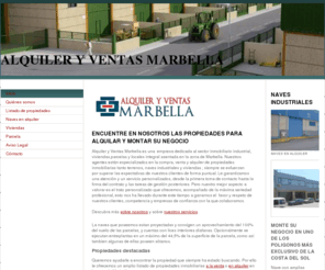 alquileryventasmarbella.com: ALQUILER Y VENTAS - NAVES INDUSTRIALES
ALQUILER Y VENTAS DE NAVES INDUSTRIALES, VIVIENDAS, PARCELAS