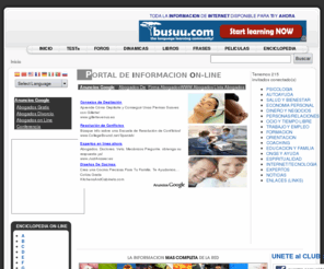 expertos2000.com: Portal On-line: PSICOLOGIA, AUTOAYUDA, SALUD, ORIENTACION, FORMACION, COACHING, SINTOMAS DEPRESION, ANSIEDAD, ESTRÉS, OBESIDAD, AUTOESTIMA, PERSONALIDAD, INTELIGENCIA, FOROS, DICCIONARIO, INFORMACION DE, DEFINICION DE, SIGNIFICADO DE, LIBROS, WIKI, ENCICLOPEDIA, CANAL, TEST Y VIDEOS.
Portal on-line especializado en: Psicología, Autoayuda, Salud, Orientación, Formación, Depresión, Ansiedad, Estrés, Obesidad, Autoestima, Anorexia, bulimia, Fobias, Habilidades Sociales, Personalidad, Inteligencia, Terapia Pareja, Foros, Diccionario, significado de, definición de, Enciclopedia, definición de, significado de, libros, wiki, test, canal, noticias y videos. Orientación educativa, Orientación escolar, Orientación laboral, Orientación profesional y Orientación psicológica.