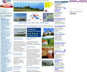 velotours.net: Bodensee - Portal für Urlaub - Ferien - Hotels - Ferienwohnungen
Bodensee Hotels  & Ferienwohnungen . 1000 nÃ¼tzliche Links  fÃ¼r Ihren Urlaub am Bodensee!  Bodensee Hotels, Bodensee GasthÃ¶fe, Bodensee Pensionen,  Bodensee Ferienwohnungen,  Bodensee Ausflugsziele, Bodensee SehenswÃ¼rdigkeiten,  Bodensee CampingplÃ¤tze. 