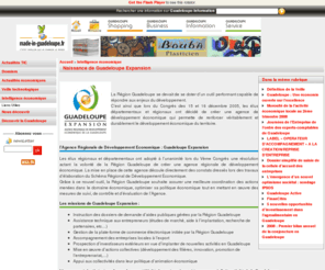guadeloupe-expansion.com: Naissance de Guadeloupe Expansion,   Intelligence économique,  Guadeloupe Informations
Naissance de Guadeloupe Expansion,La nouvelle Agence Régionale de Développement Economique de Guadeloupe,La Région Guadeloupe se devait de se doter d'un outil performant capable de répondre aux enjeux du développement. Les élus départementaux et régionaux ont décidé de créer une agence de développement économique qui permette de renforcer véritablement et durablement le développement économique du territoire.