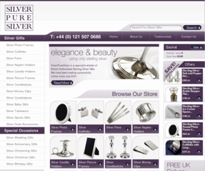 silverpuresilver.co.uk: ! Silver Gifts by Silver Pure Silver | Sterling Silver Gifts | Silver Photo Frames | Silver Cufflinks | Silver Pens
Silver Gifts  By Silver Pure Silver, Choose From Our Exclusive Range Of Sterling Silver Gifts Including; Silver Photo Frames, Cufflinks, Silver Pens, Napkin Rings, Candle Holders, Picture Frames, Candlesticks, Money Clips, Candelabras  And Baby Gifts.