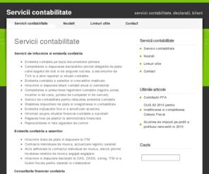 serviciiconta.ro: Servicii contabilitate
Servicii contabilitate, intocmire si evidenta declaratii, consultanta contabila si alte servicii contabile realizate de experti contabili.