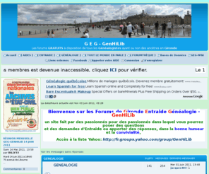forumgeg33.com: Gironde Entraide Généalogie
Gironde Entraide Généalogie. G E G (Gironde Entraide Généalogie)