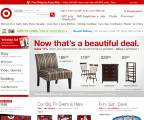 targetbusinessservices.net: Target.com - Furniture, Patio, Baby, Toys, Electronics, Video Games
Shop Target and get Bullseye Free shipping when you spend $50 on over a half a million items. Shop popular categories: Furniture, Patio, Baby, Toys, Electronics, Video Games.