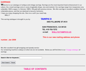 superearrings.com: Earrings Antique and Vintage at Tampico San Francisco
Earrings, Antique-Vintage at Tampico, San Francisco.