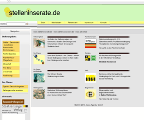 stelleninserate.de: Stellenboerse im Internet
Stellenannoncen.de von Kommunen, sozialen Einrichtungen, Kirchen, Krankenhaeusern, Verbaenden, in Baden-Wuerttemberg