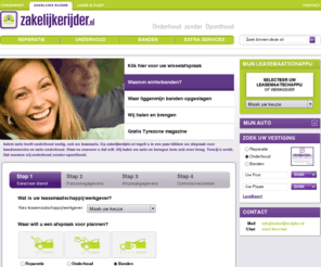 zakelijkerijder.nl: Zakelijke Rijder: leaseauto reparatie, onderhoud en banden
Zakelijke rijders plannen reparatie, onderhoud en banden voor hun leaseauto op zakelijkerijder.nl, met haal- en brengservice.