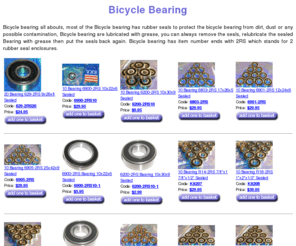 bicyclebearing.com: Bicycle Bearing, Bicycle Ceramic Bearing, Cartridge Bearing
Find Bicycle Bearing, Bicycle Ceramic Bearing, Ball Bearing, Cartridge Bearing, Cycling, bicycles