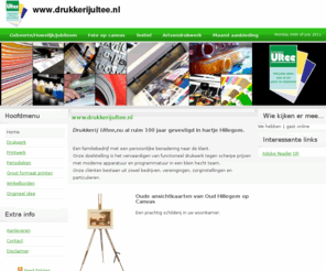 ulteon.com: www.drukkerijultee.nl
Drukkerij Ultee, nu al ruim 100 jaar gevestigd in hartje Hillegom.  Een familiebedrijf met een persoonlijke benadering naar de klant.
Onze doelstelling is het vervaardigen van functioneel drukwerk tegen scherpe prijzen met moderne apparatuur en programmatuur in een klein hecht team.
Onze cliënten bestaan uit zowel bedrijven als diverse verenigingen, zorginstellingen en particulieren.