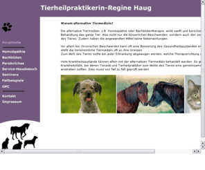 tier-heilpraktiker.net: Tierheilpraktikerin Regine Haug
Tierheilpraktiker, Tierheilpraktikerin,OPC, Traubenkernpulver, Traubenkern, Homöopathie, Bachblüten, Neckartenzlingen, Nürtingen, Hausbesuche