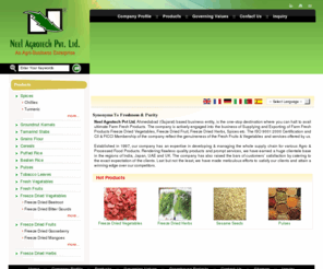 neelagro.com: Agro Food Products,Freeze Dried Vegetables Exporters,Freeze Dried Fruits Suppliers
Agro Food Products exporters - Neel Agrotech Pvt Ltd suppliers of Freeze Dried Vegetables india, indian Freeze Dried Fruits, wholesale Freeze Dried Vegetables supplier, Agro Food Products exporter, Agro Food Products, Freeze Dried Vegetables, Freeze Dried Fruits