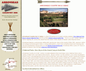 arrowheadbb.com: Zion National Park Bed and Breakfast and Cabins
Arrowhead Bed and Breakfast is at the base of the White Cliffs. Our bed and breakfast is located near Zion National Park, Bryce Canyon National Park and Grand Canyon National Park North Rim, on Highway 89 also near Lake Powell