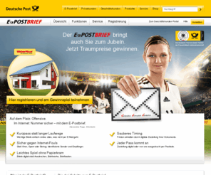 epost.de: Deutsche Post | E-Postbrief | Briefe sicher online versenden
Mit dem E-POSTBRIEF der Deutschen Post können Sie verbindlich, vertraulich, und verlässlich Briefe online versenden und empfangen - für Ihre private und geschäftliche Post.