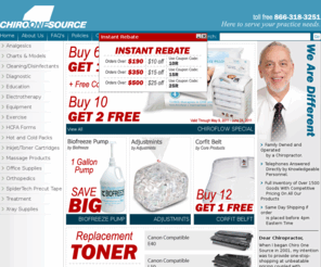 adjustmints.com: Chiro1Source No orders too big or small
Shop Chiro1Source for chiropractic supplies- printer cartridges electrotherapy,analgesics and much more. Small orders OK