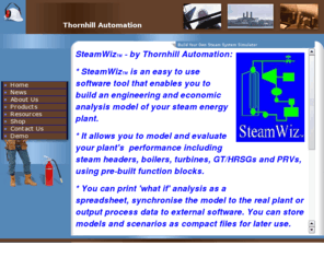 steamwiz.com: Thornhill Automation
Plant wide steam system energy modelling and analysis application. Build your own steam system model and optimize your plant energy production. 