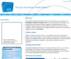 adssouth.net: ADS South: Home Page
def The ADS team is comprised of experienced dental practice brokers. Trust us to help you buy or sell a dental practice in Virginia, Georgia, Tennessee, Alabama, North Carolina, South Carolina, Mississippi, or Louisiana.