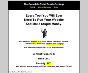 ezfastmoney.com: Total-Resale-Package
Resale Rights products and reseller rights and ebooks and software and videos relating to internet marketing. The best deal ever. 