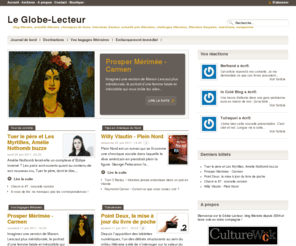 leglobelecteur.fr: Le Globe-Lecteur, blog littéraire
Le Globe-Lecteur, blog littéraire, actualité littéraire, chroniques de livres, interviews d'auteur, actualité prix littéraires, challenges littéraires, littérature française,...