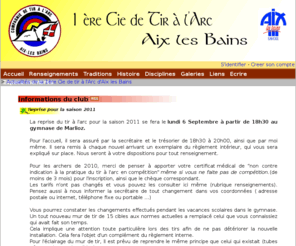 aixtiralarc.com: Actualités de la 1ère Cie de tir à l'Arc d'Aix les Bains
Informations sur la première Compagnie de tir à l'arc d'Aix les Bains