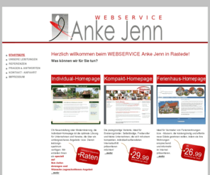 edv-service-jenn.de: WEBSERVICE Anke Jenn, Rastede - Webdesign, Homepage-Erstellung, Internet-Seitenerstellung, Internetauftritt
Web-Service Rastede, Web-Design, Internetseiten, Homepage, Homepage-Erstellung