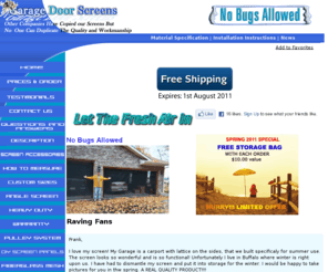 fiberglass-screen.net: Welcome to Garage Door Screens
Garage Door Screens Air Screens extra living space free from bugs and dust