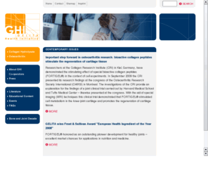 chalpha.com: GELITA Health Initiative
Die trinkfertige Nahrungsergänzung CH-Alpha® enthält ein speziell entwickeltes Kollagen-Hydrolysat der Firma GELITA Health Products. Täglich eine Trinkampulle CH-Alpha® versorgt den Gelenkknorpel mit regenerierenden Aufbaustoffen.
