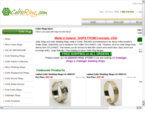 celtic-wedding-bands.biz: celtic rings store
Authentic Celtic Rings Made in Ireland, ships directly from Colorado